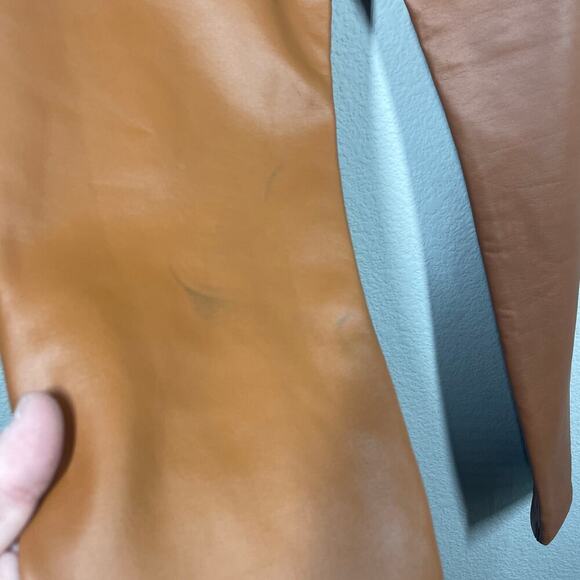 Calzedonia Womens Medium Thermal Faux Leather Leggings Brown Pull On - Picture 7 of 11